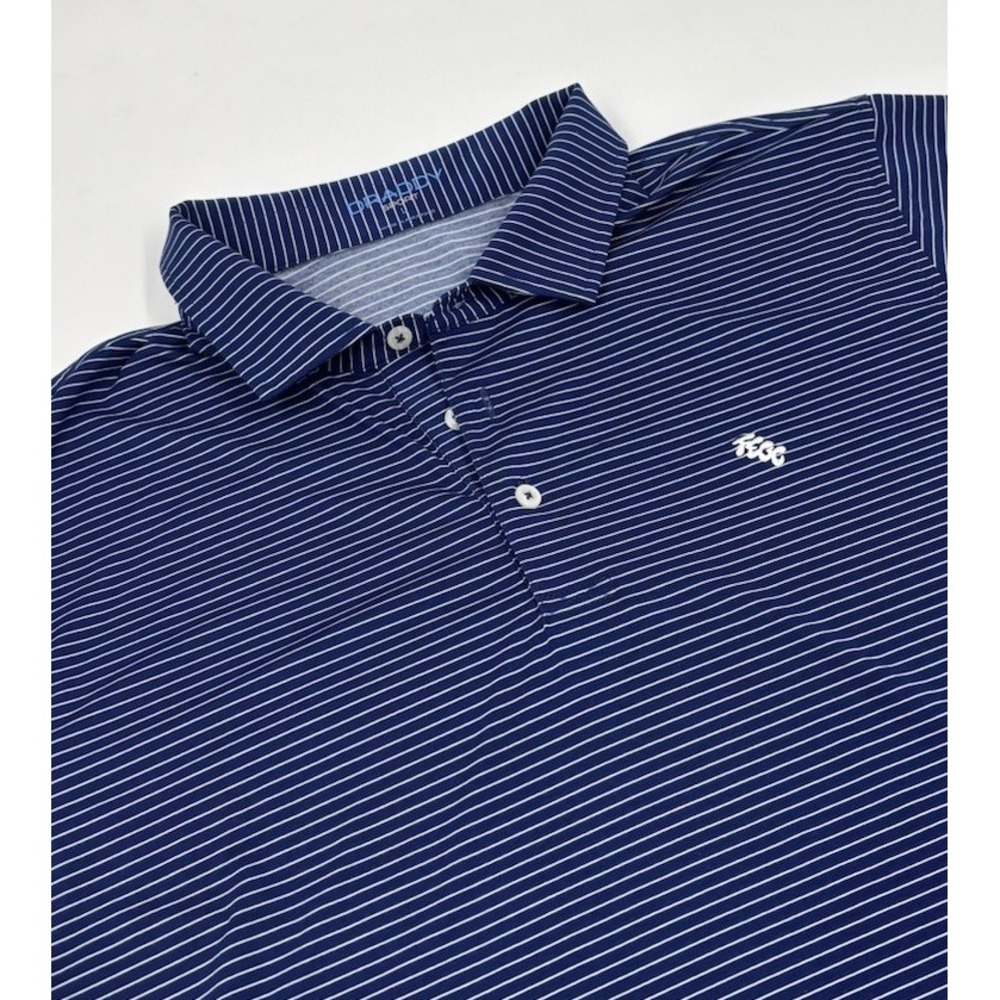 Draddy Sport‎ Men's L Polyester Blue Striped Short Sleeve Polo